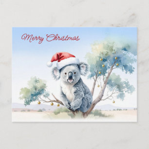 Koala sentado en un árbol de goma Feliz Navidad
