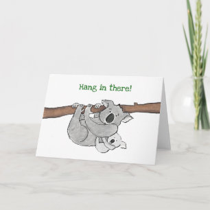 Koala y tarjeta de bebé 'colgar ahí'