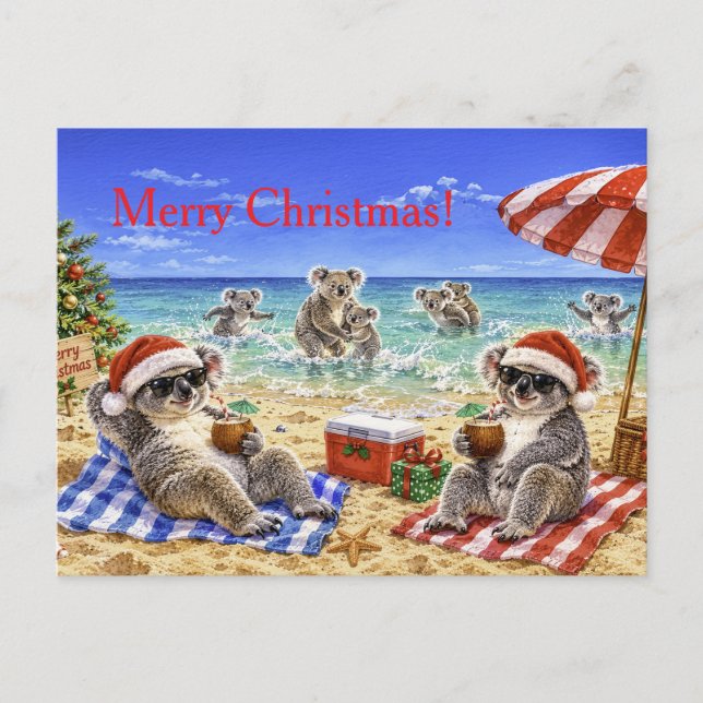 Koalas de Navidad en la playa (Anverso)