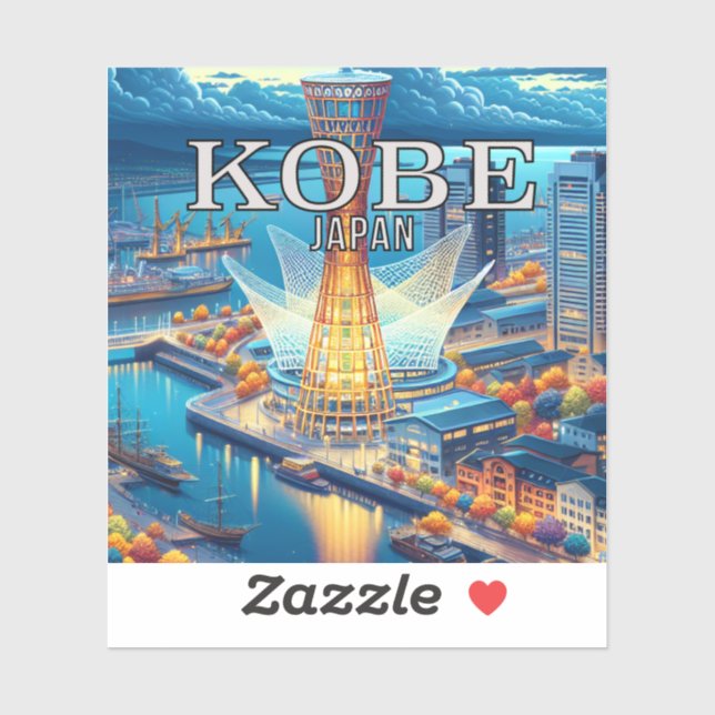 Kobe Japón Pegatina de vinilo de 3 pulgadas (Hoja)