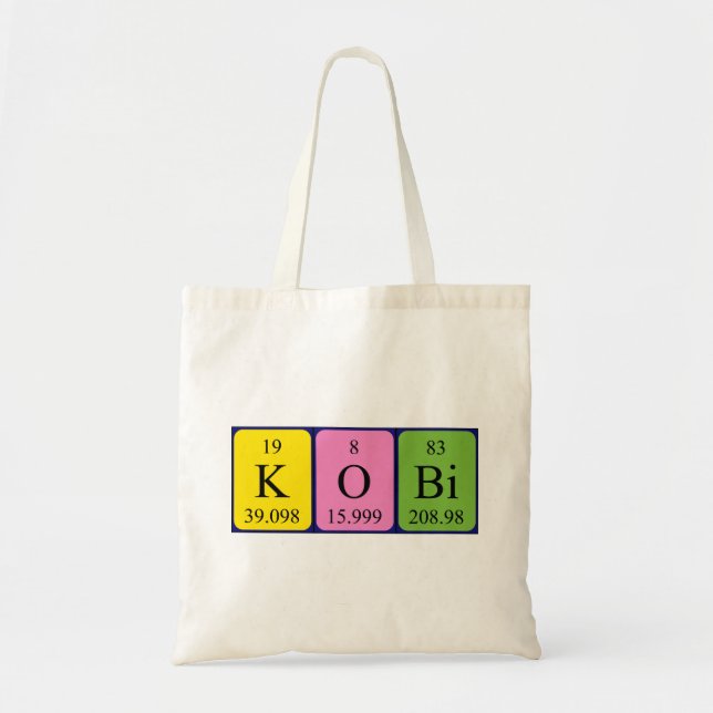 Kobi nombre de tabla periódica de la bolsa de tote (Frente)