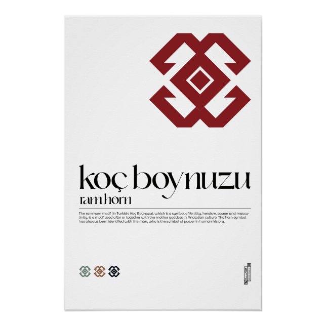 Koç Boynuzu (Cuerno Ram) Poster del Motif túrquico (Anverso)