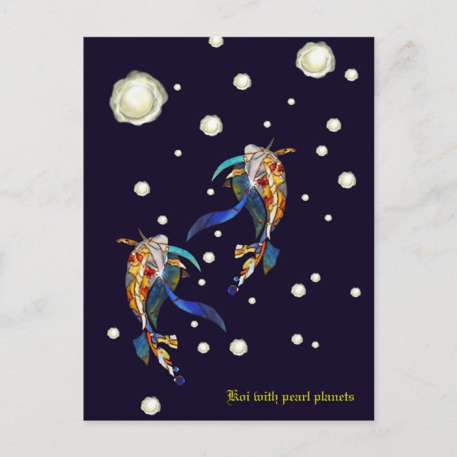 Koi con tarjeta Boda de fantasía de Pearl Planets (Anverso)