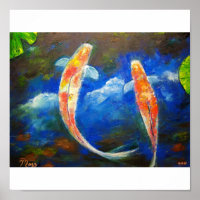Koi Fish con el arte de las reflexiones en la nube