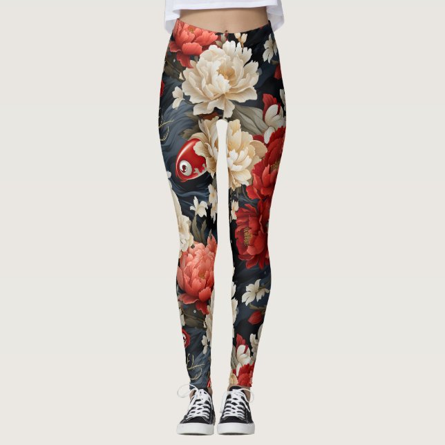 Koi Fish Floral Leggings (Anverso)