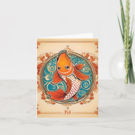 Koi Fish Study B Tarjeta de felicitación doblada