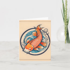 Koi Fish Study D Tarjeta de felicitación doblada