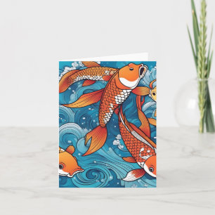 Koi Fish Study G Tarjeta de felicitación doblada