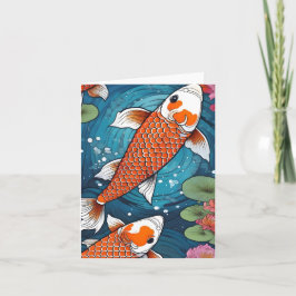Koi Fish Study H Tarjeta de felicitación doblada