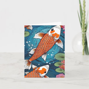 Koi Fish Study H Tarjeta de felicitación doblada