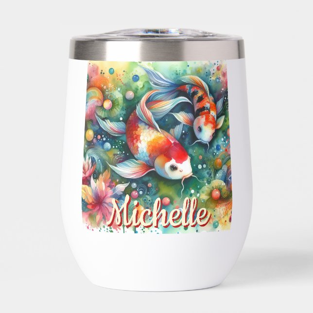 Koi Fish Whimsical Watercolor Personalizado (Frente)