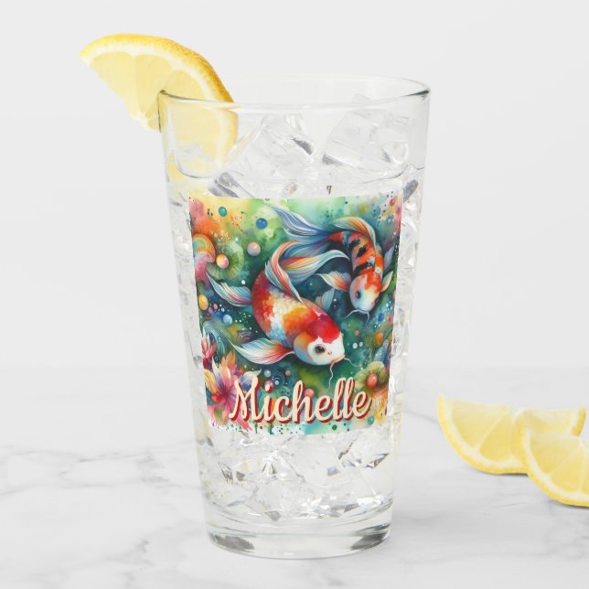 Koi Fish Whimsical Watercolor Personalizado (Anverso (hielo))