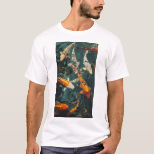 Koi Japonés Pescado Natación De Camiseta Upstream