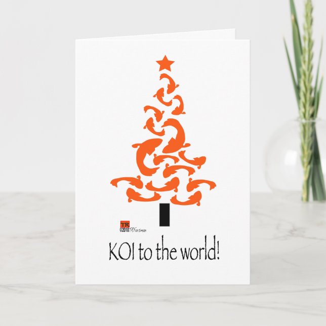 KOI (pescado) al mundo árbol de Navidad blanco (Anverso)