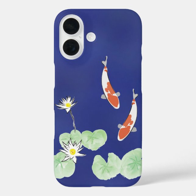 Koi Pond Blue iPhone 16 Apenas hay Funda (Reverso )