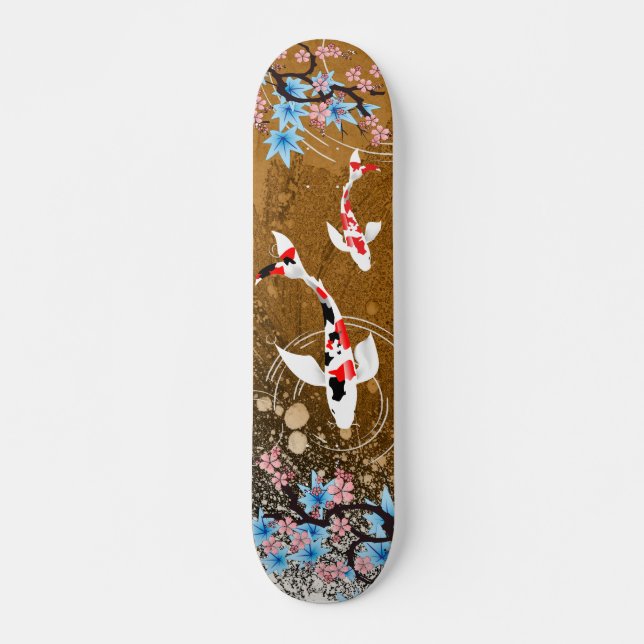 Koi Pond - madera - Skateboard de diseño japonés (Anverso )
