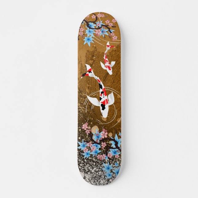 Koi Pond - wood - Japanese Design Skateboard (Anverso )