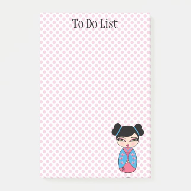 Kokeshi Doll Pink Post-it® Notas 4 x 6 (Anverso)