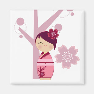 Kokeshi Sakura e imán del cerezo