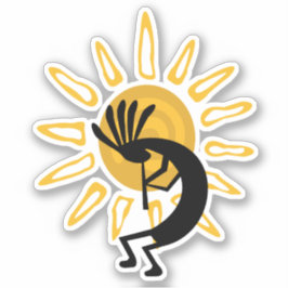 Kokopelli con el Pegatina Sun Gold Vinyl
