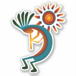 Kokopelli con Pegatina de vinilo de Sun 4"