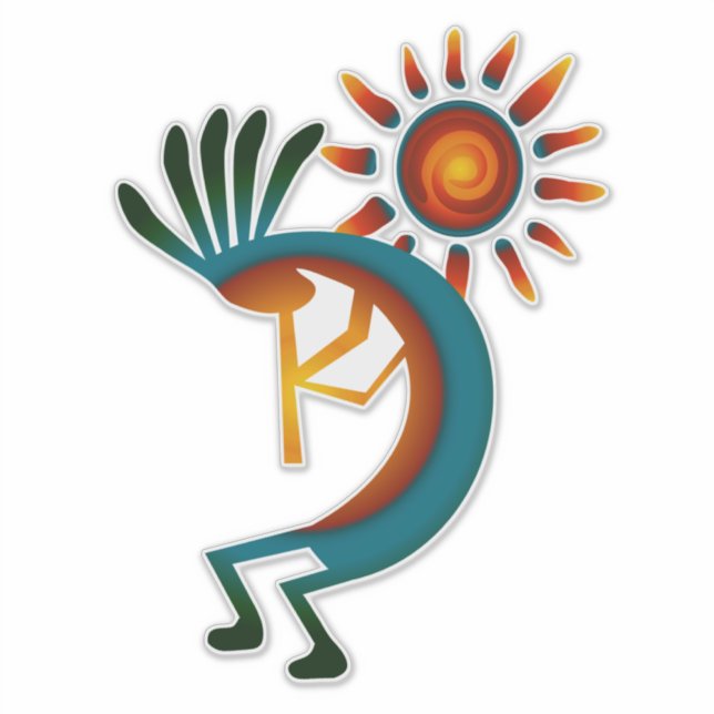 Kokopelli con Pegatina de vinilo Sun de 14" (Anverso)