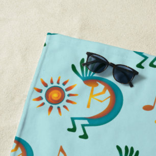 Kokopelli con toalla de playa verde con motivos so