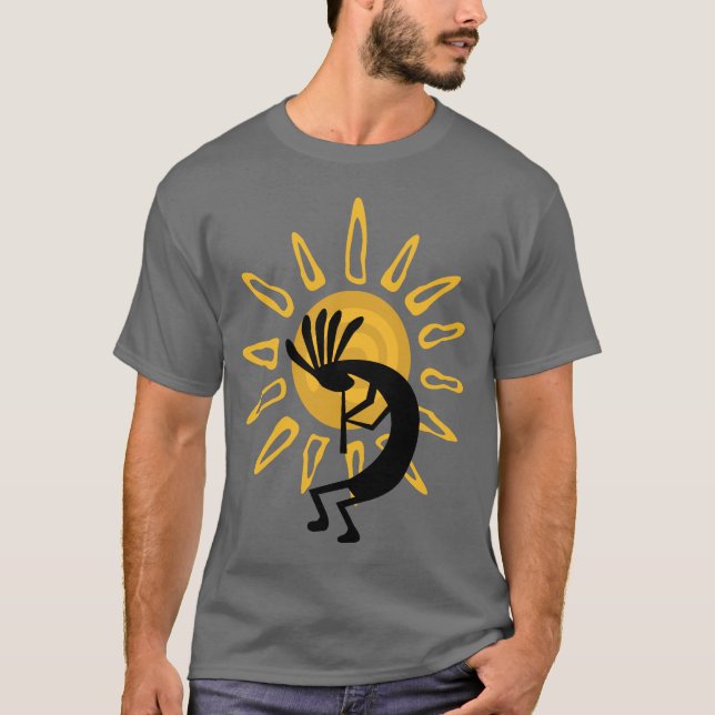 Kokopelli Gold Mens camisa gris básica (Anverso)