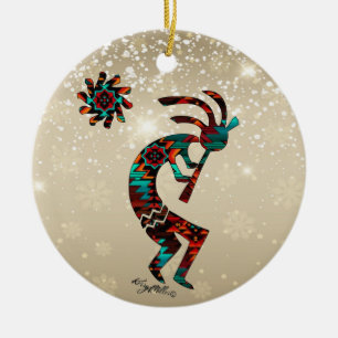 KOKOPELLI JUGANDO EL ORNAMENTO CERAMICO FLUIDO