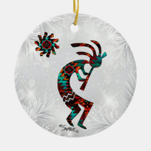 KOKOPELLI JUGANDO EL ORNAMENTO CERAMICO FLUIDO