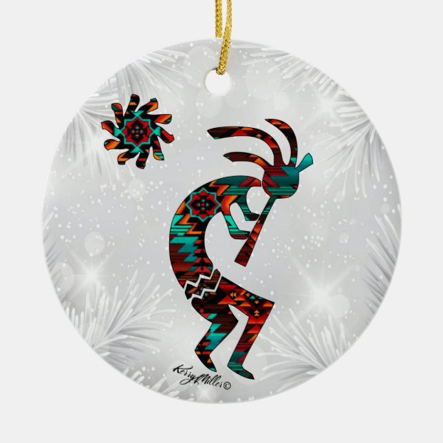 KOKOPELLI JUGANDO EL ORNAMENTO CERAMICO FLUIDO (Frente)