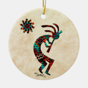 KOKOPELLI JUGANDO EL ORNAMENTO CERAMICO FLUIDO