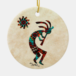 KOKOPELLI JUGANDO EL ORNAMENTO CERAMICO FLUIDO