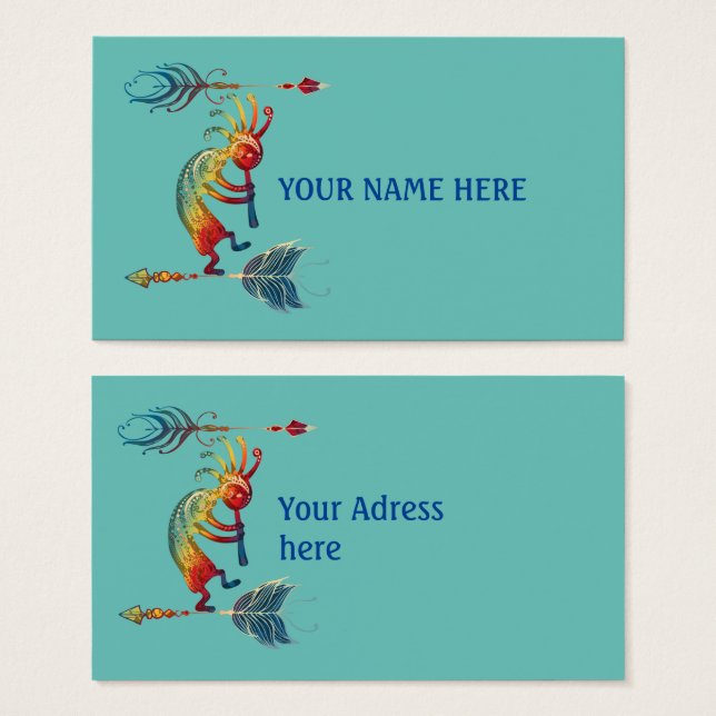 Kokopelli nativo americano con dos plumas 1 (Anverso y reverso)