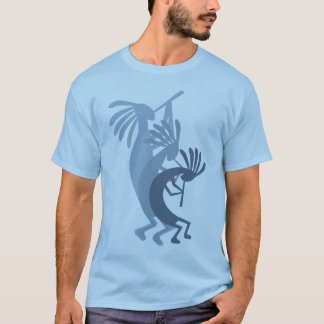 Kokopelli se va con la música y la camiseta azul