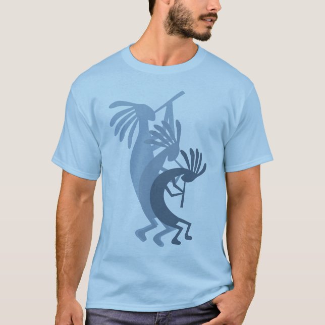 Kokopelli se va con la música y la camiseta azul (Anverso)
