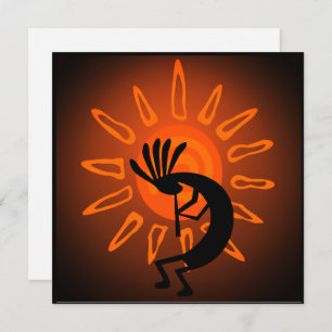 Kokopelli Sun Bronx Sunset Flat Card
