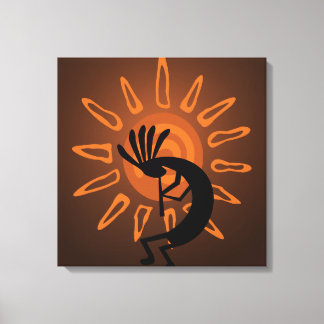 Kokopelli Sun Rústica Suroeste Lienzo envuelto