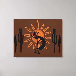 Kokopelli Sun Rústica Suroeste Lienzo envuelto
