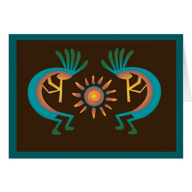 Kokopelli Sun South West Turquoise Brown Card (Anverso (Horizontal))