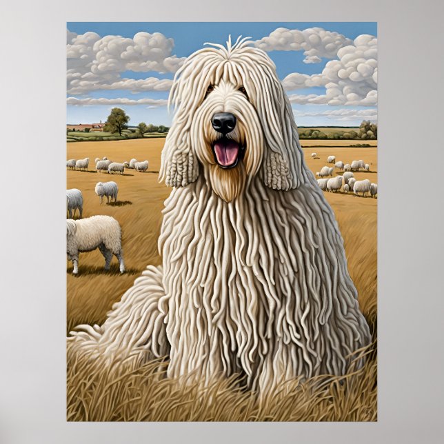 Komondor - Impresión del arte del perro (Frente)