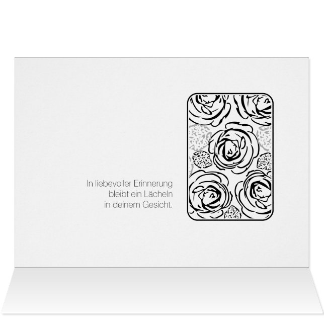 Kondolenzkarte schwarze Rosa (Adentro Horizontal (Parte superior))