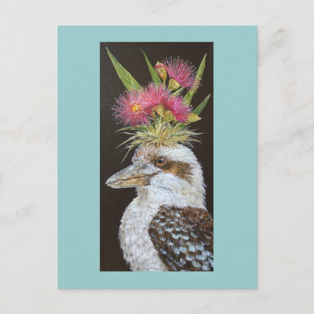 Kookaburra con tarjeta postal eucalyptus (Anverso)