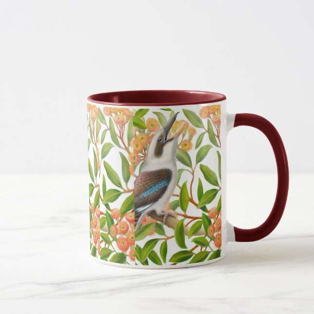 Kookaburra de risa en taza del árbol de goma (Derecha)