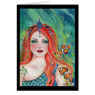 Korynna mermaid with clownfish by Renee Lavoie