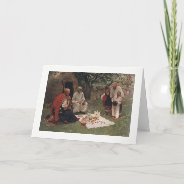 Kozaky/Cosacos ucranianos con tarjeta de Pascua (Anverso)