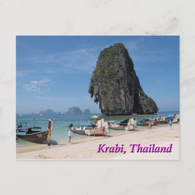 Krabi Tailandia, postal de playa Phra Nang (Anverso)