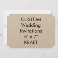 KRAFT 7" x 5" Invitaciones a la boda de entradas
