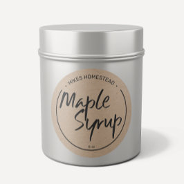 Kraft de campo moderno con etiqueta de jarabe de a