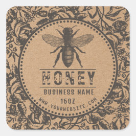 Kraft de etiqueta de miel | Flores Y Abejas